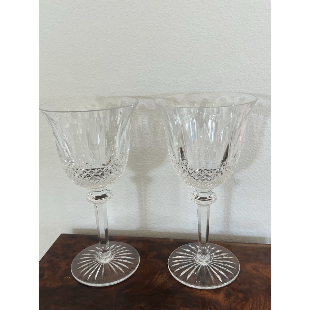 Saint St. Louis France Tommy Continental Water Goblet Glasses- 7 1/8" Set of 2